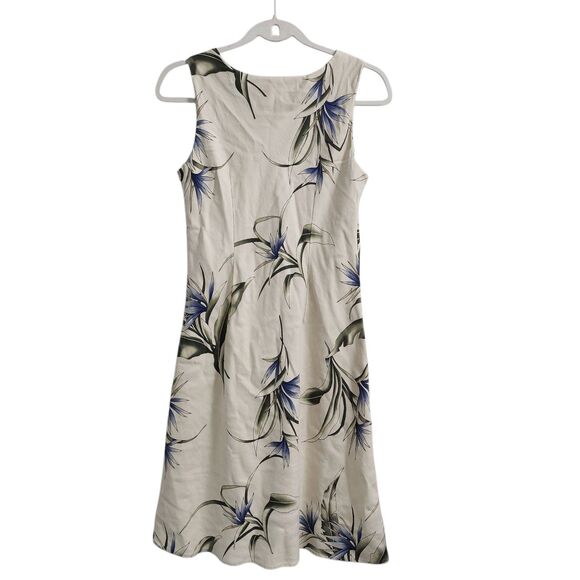 Hilo Hattie Tank Dress Womens Small Cream Hawaiian Silk Floral Sleeveless Aloha - Picture 6 of 8